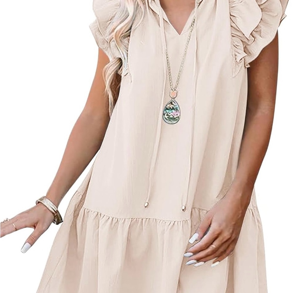Light Pink Ruffle Sleeve Dress